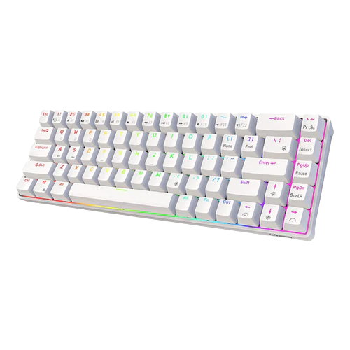 RK ROYAL KLUDGE RK68 | RK837 65% Triple Mode Wireless Bluetooth5.1/2.4G/Wired, Hot Swappable Mechanical Gaming Keyboard, 68 Keys RGB - White