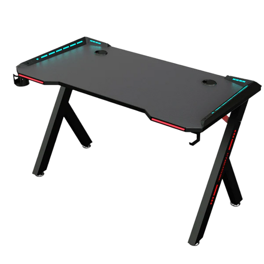 R5 RGB Gaming Desk with Led Lights, Headset Holder & Cup Holder - 120cm